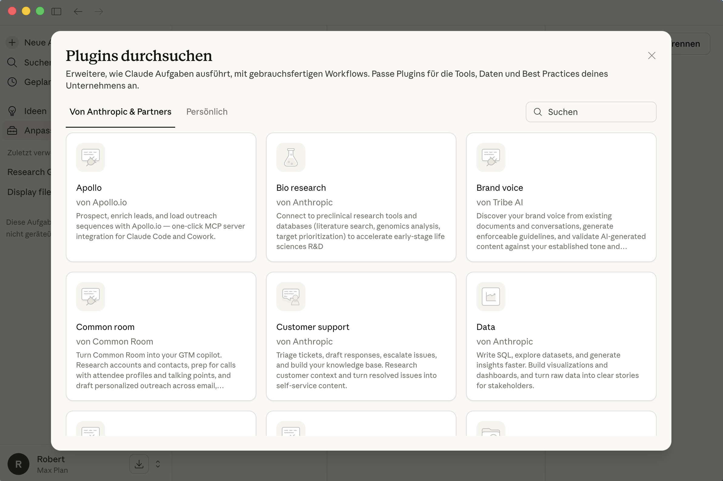 Plugin-Marketplace mit Plugins von Anthropic und Partnern