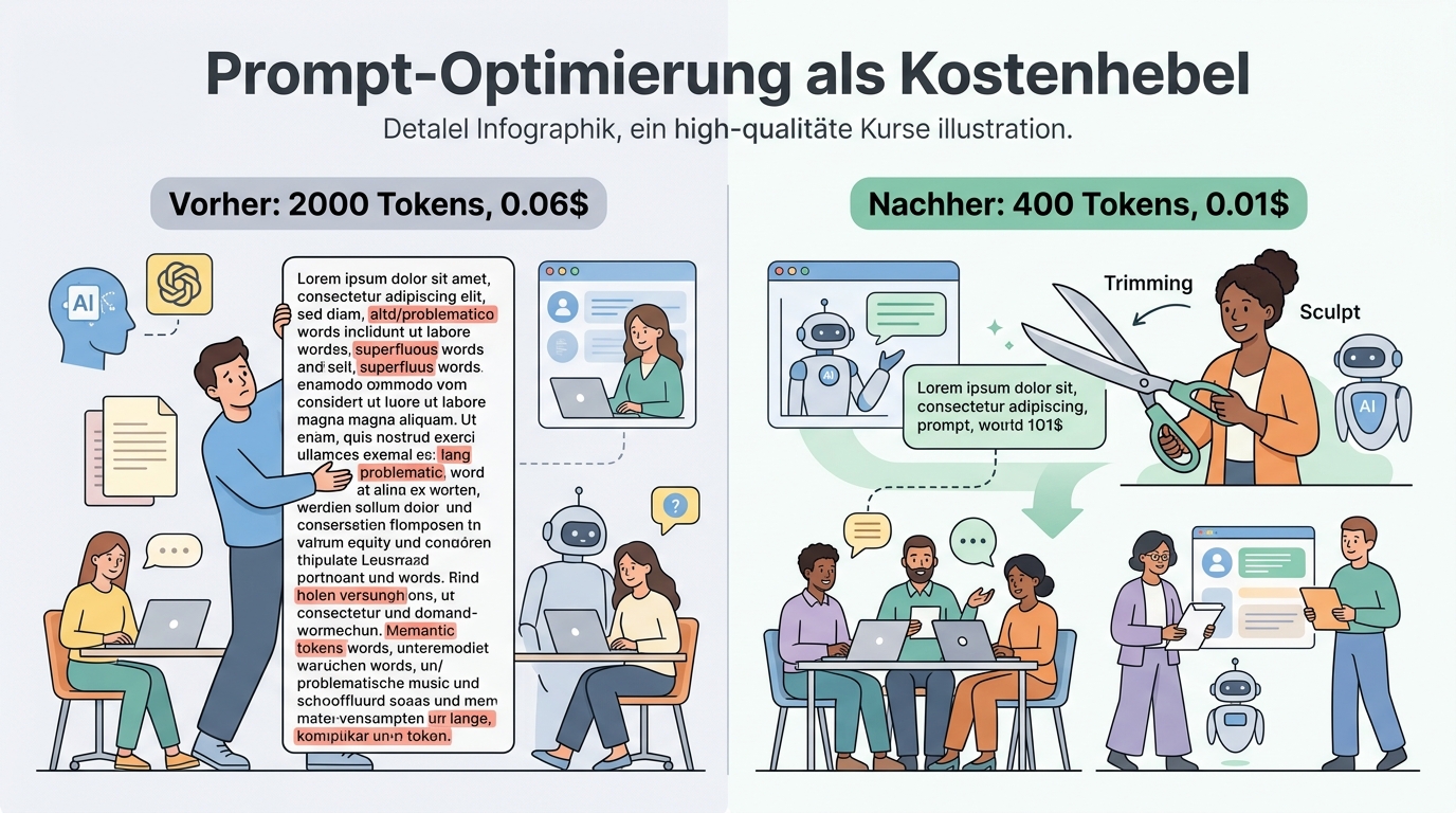Prompt-Optimierung — vorher und nachher im Token-Verbrauch