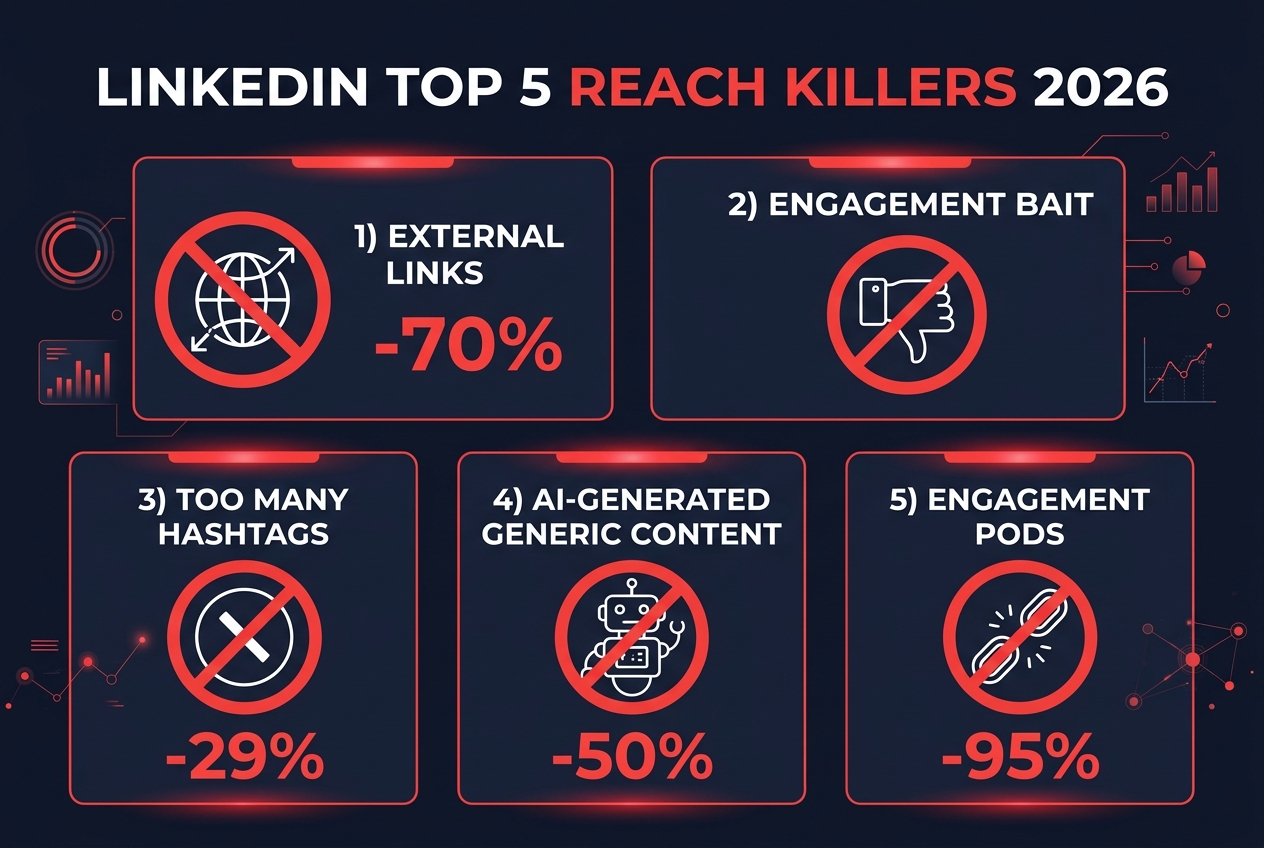 Die 5 grössten Reichweite-Killer auf LinkedIn 2026
