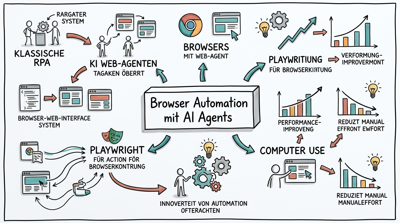Browser Automation mit AI Agents - Sketchnote