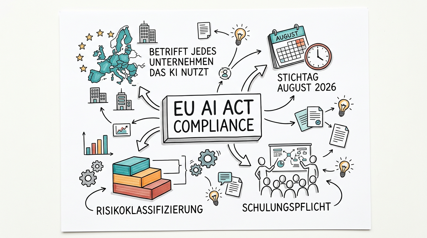 EU AI Act: Was Unternehmen jetzt tun müssen - Sketchnote