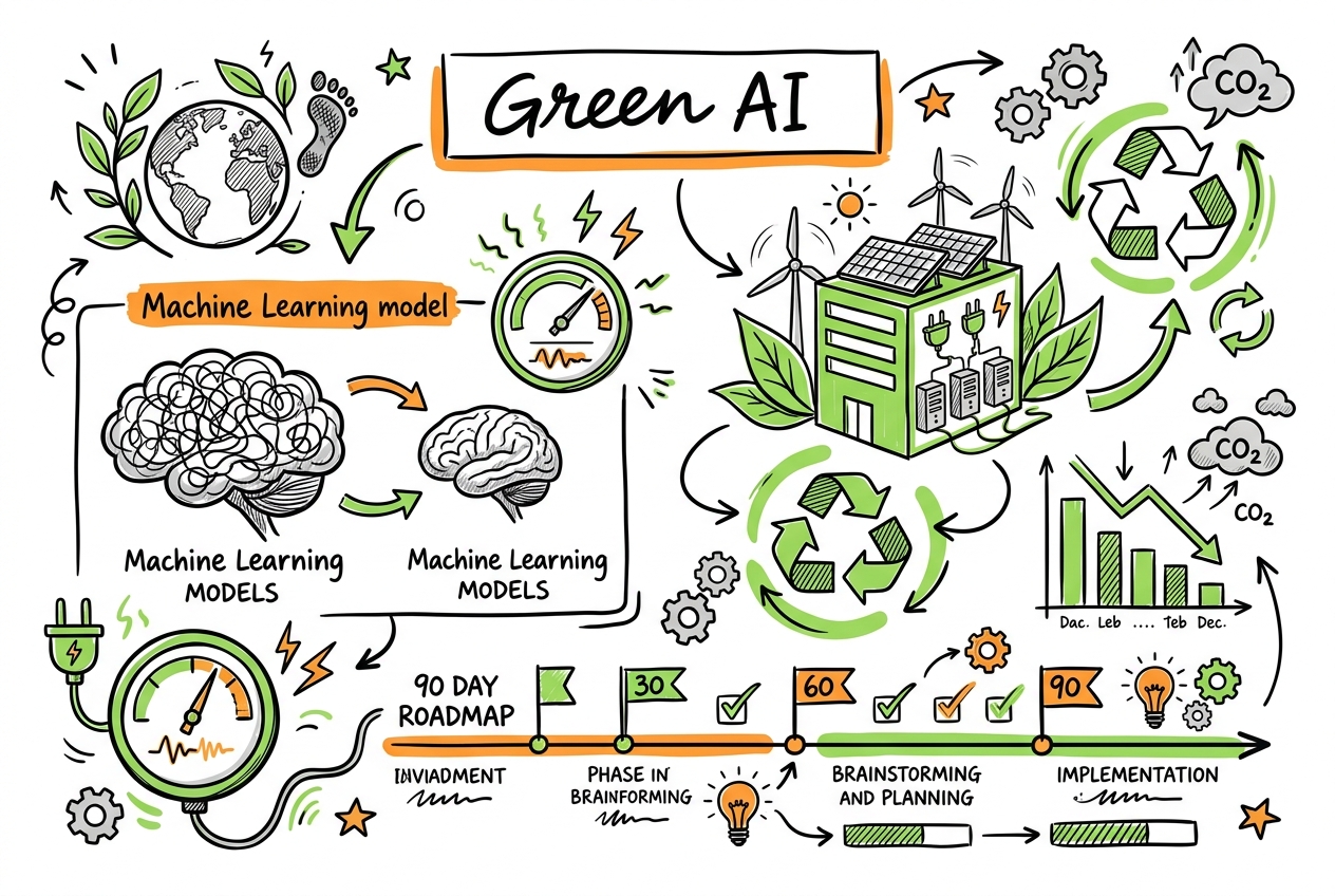Green AI: Nachhaltige KI-Strategien - Sketchnote