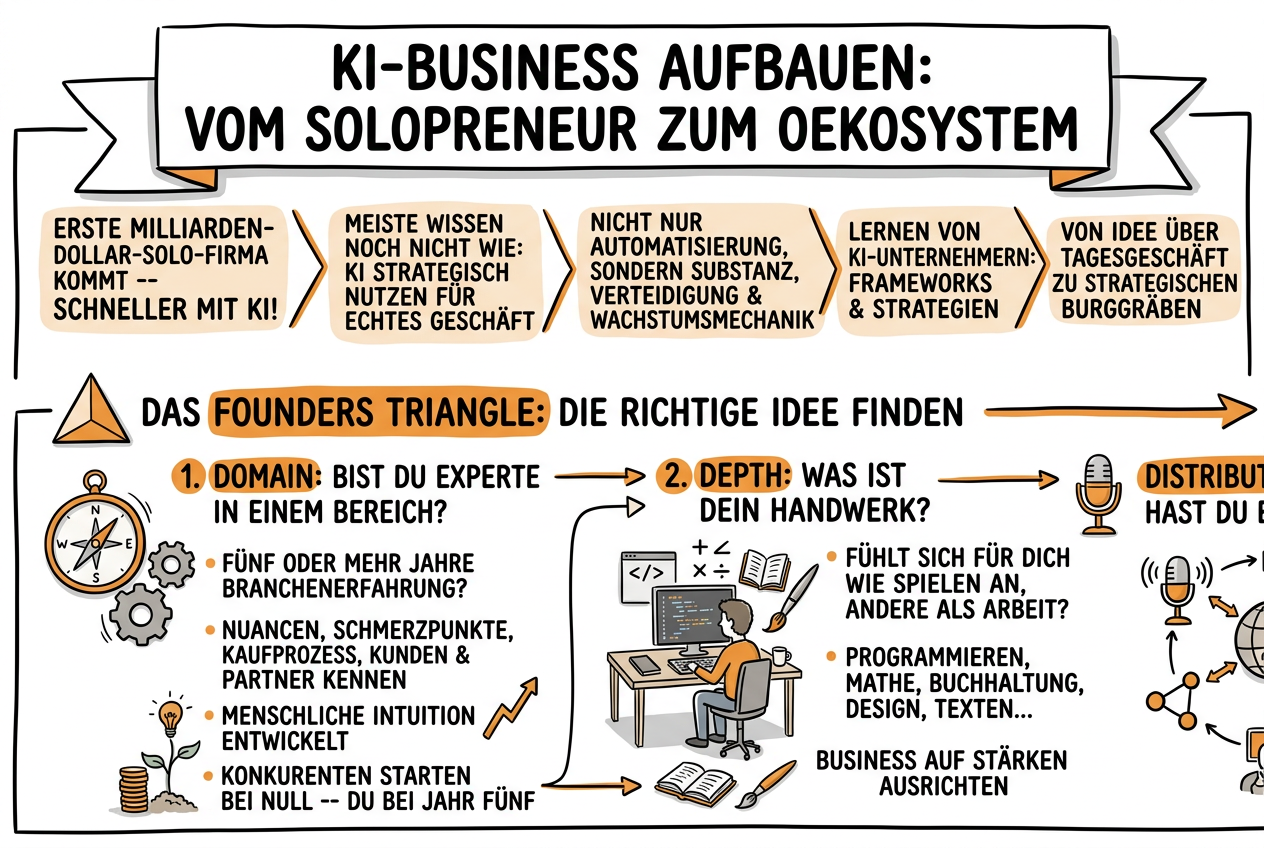KI-Business aufbauen: Vom Solopreneur zum Ökosystem - Sketchnote
