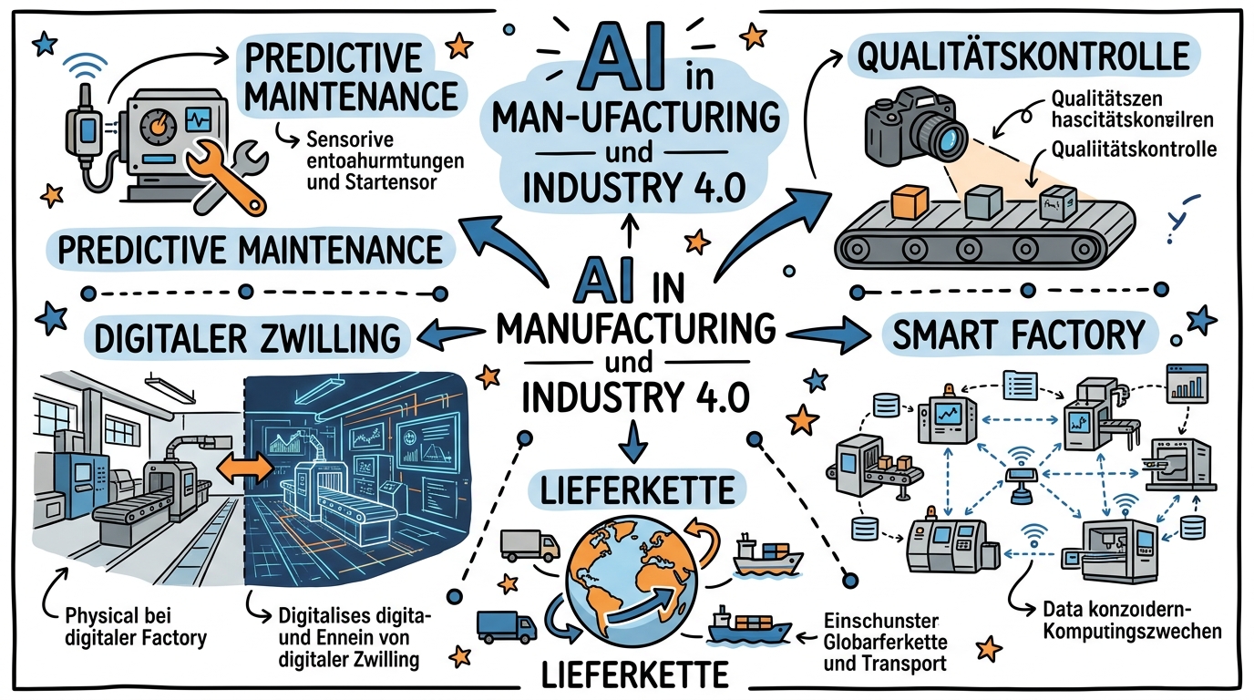 KI in Fertigung und Industrie 4.0 - Sketchnote