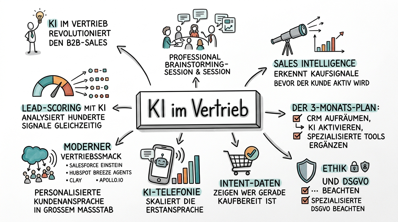 KI im Vertrieb: Intelligenter verkaufen mit künstlicher Intelligenz - Sketchnote