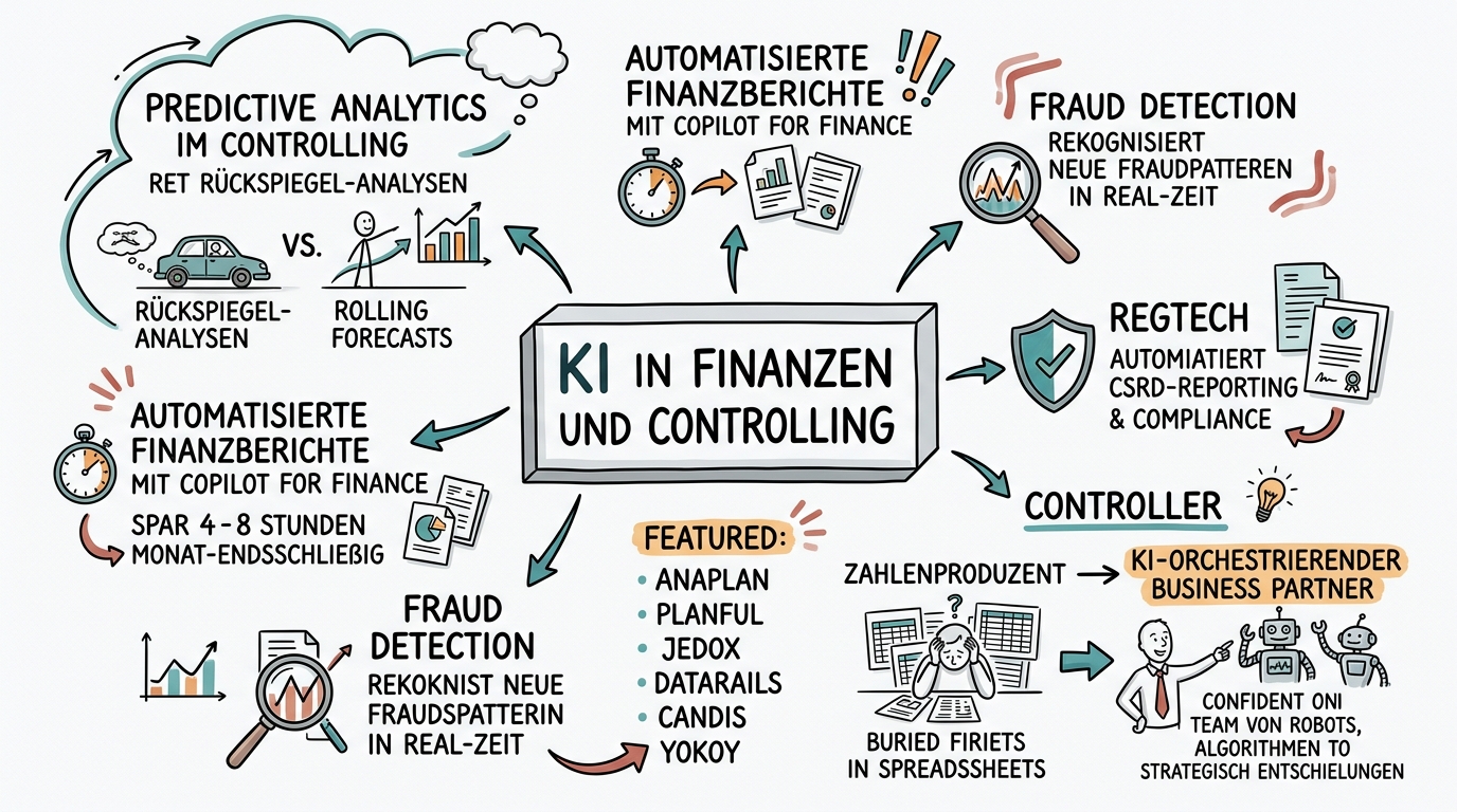 KI in Finanzen und Controlling: Intelligenter planen, schneller entscheiden - Sketchnote