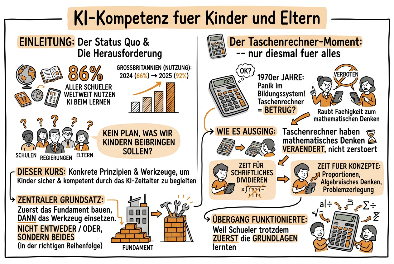 KI-Kompetenz für Kinder und Eltern - Sketchnote