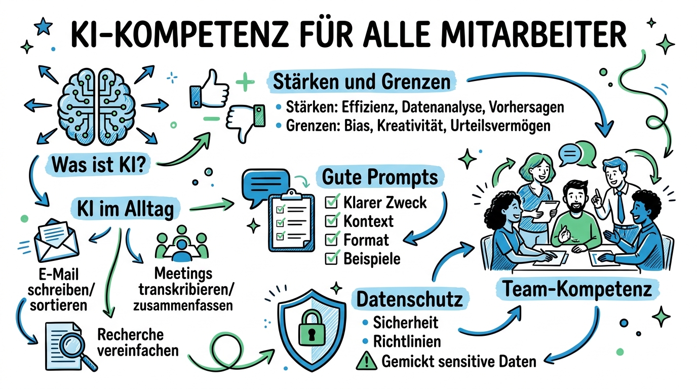 KI-Kompetenz für alle Mitarbeitenden - Sketchnote