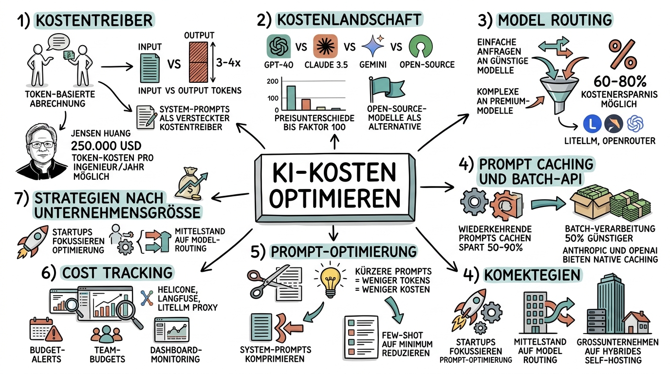 KI-Kosten optimieren und Token-Management - Sketchnote