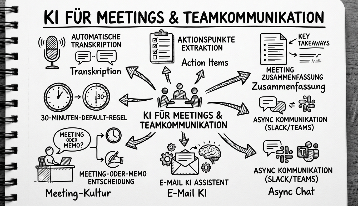 KI für Meetings und Teamkommunikation - Sketchnote