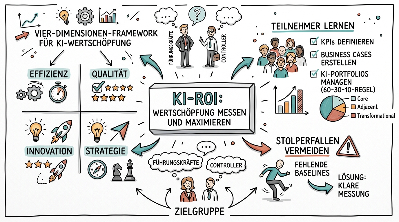 KI-ROI: Wertschöpfung messen und maximieren - Sketchnote