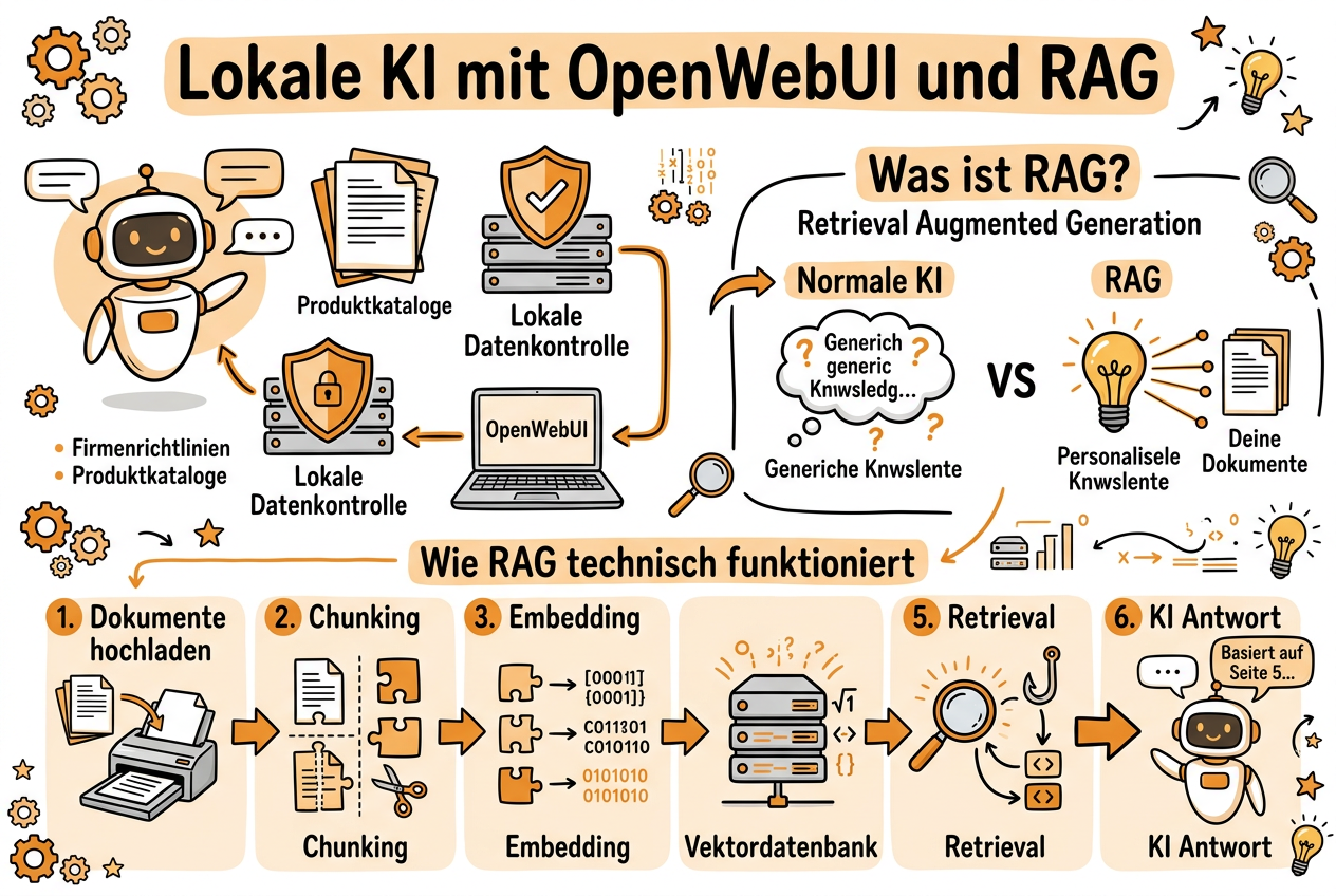 Lokale KI mit OpenWebUI und RAG - Sketchnote