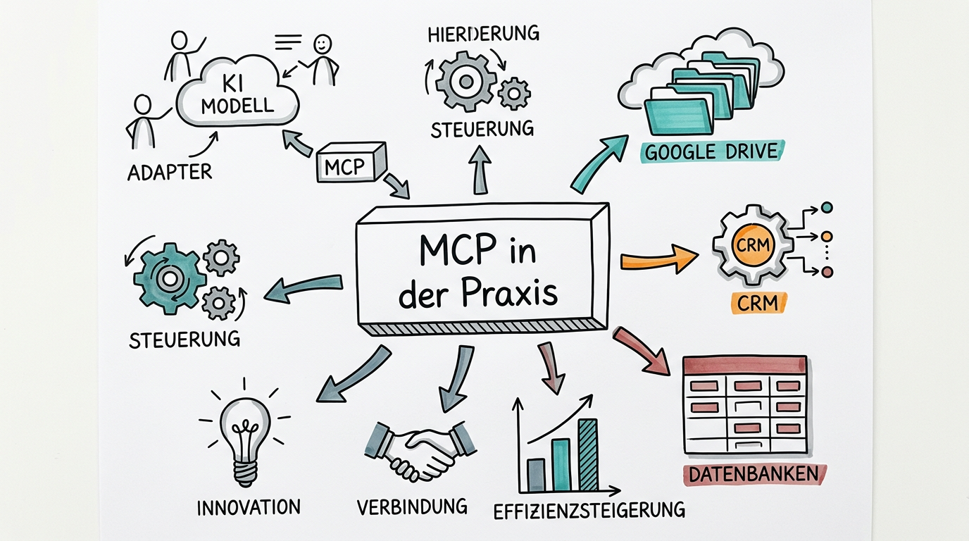 MCP in der Praxis: KI mit deinen Tools verbinden - Sketchnote