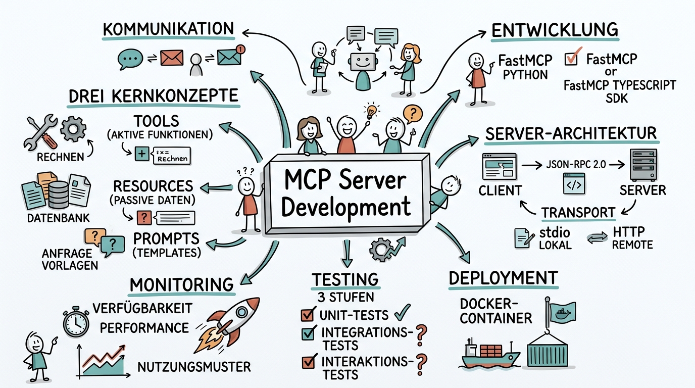 MCP Server selbst bauen: Eigene KI-Integrationen entwickeln - Sketchnote
