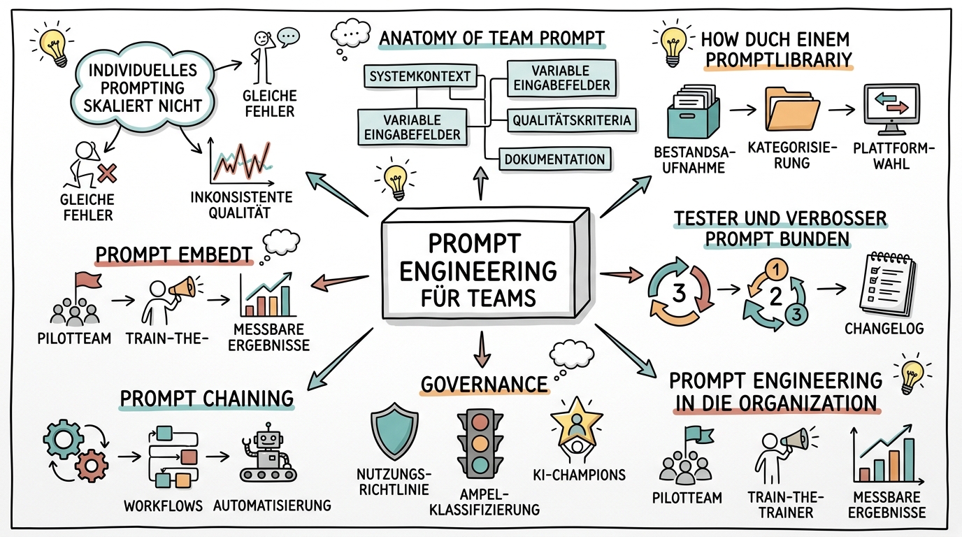 Prompt Engineering für Teams: KI-Nutzung im Unternehmen standardisieren - Sketchnote