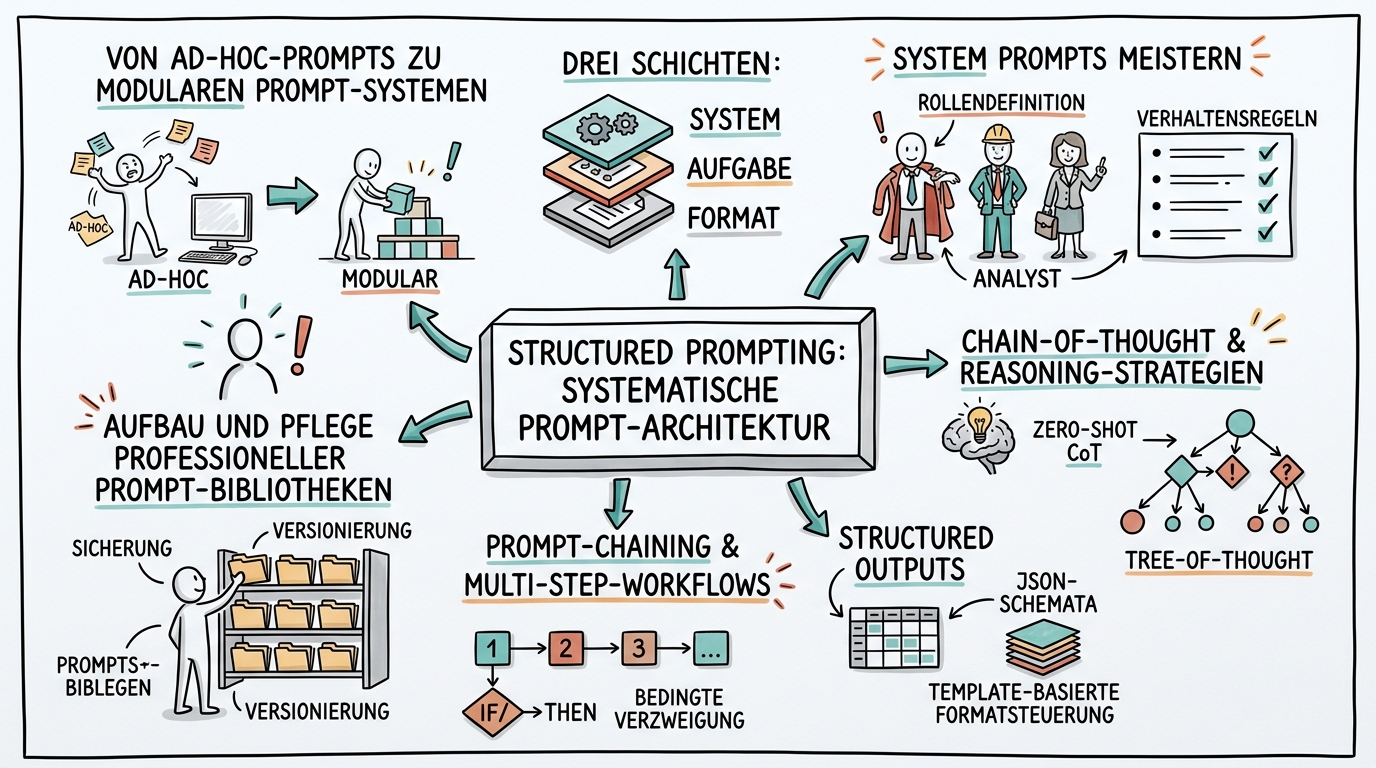 Structured Prompting: Systematische Prompt-Architektur - Sketchnote