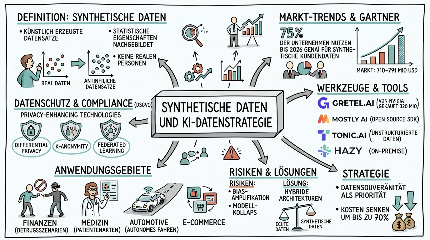 Synthetische Daten und KI-Datenstrategie - Sketchnote